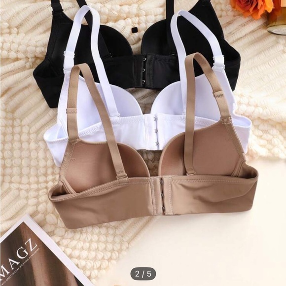 Set of 3 Women's Black, White, and Tan Bras - Picture 2 of 3